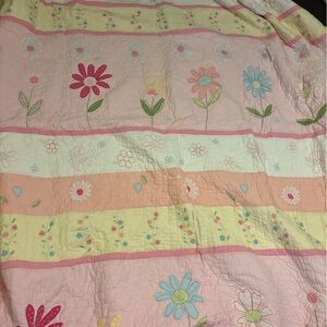 Pottery Barn Kids Floral Quilt - Pink, Yellow, and Blue